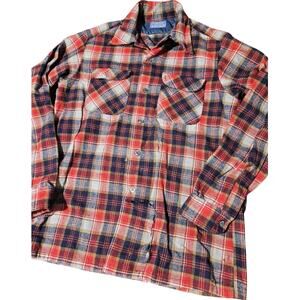 70s Pendleton Size L Lumberjack Wool Board Shirt Rugged USA Made Distressed VTG